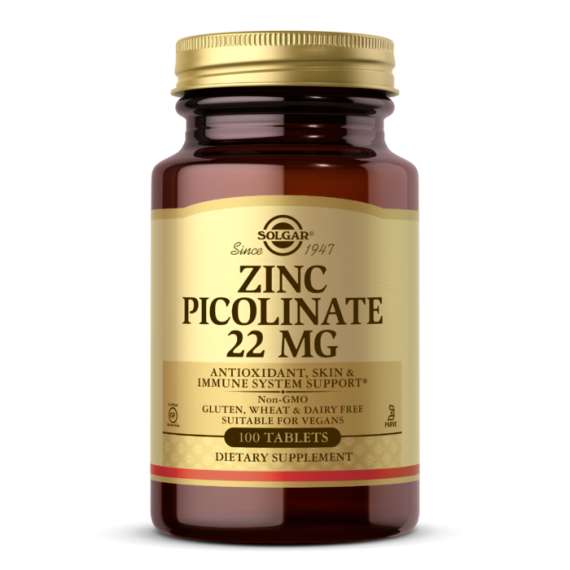 Solgar 22mg 100Tablets Zinc Picolinate Supplement