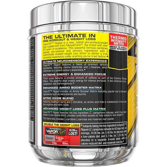 MuscleTech Performance Series Vapor-X5 Ripped 206g Pre-Workout 30 Servings Supplement, 3 image