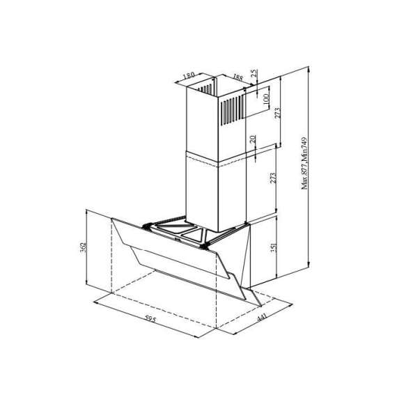 Mika MHA652T3GB 60cm Chimney Hood, 2 image