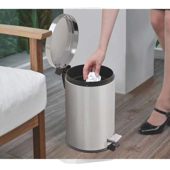 Tramontina 5Litre Stainless Steel Scotch Brite Step Bin, 4 image