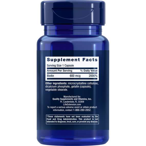 Life Extension Biotin 600mcg 100 Capsules, 2 image