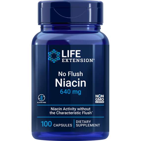 Life Extension 640mg No Flush Niacin 100Capsules Supplement