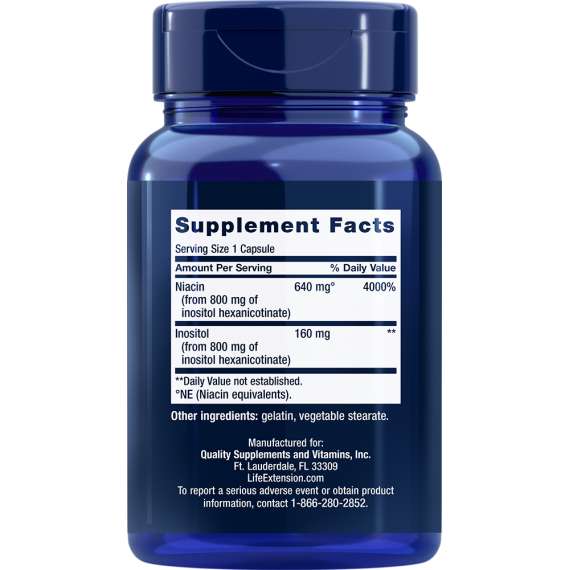 Life Extension 640mg No Flush Niacin 100Capsules Supplement, 2 image