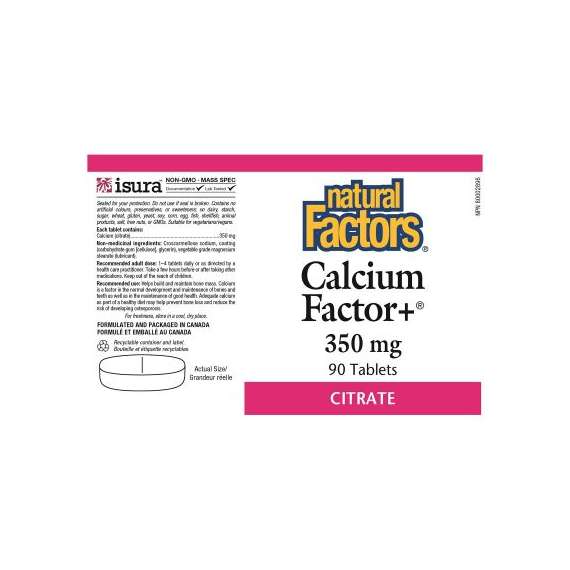 Natural Factors 350mg Calcium Factor+ 90 Tablets, 2 image