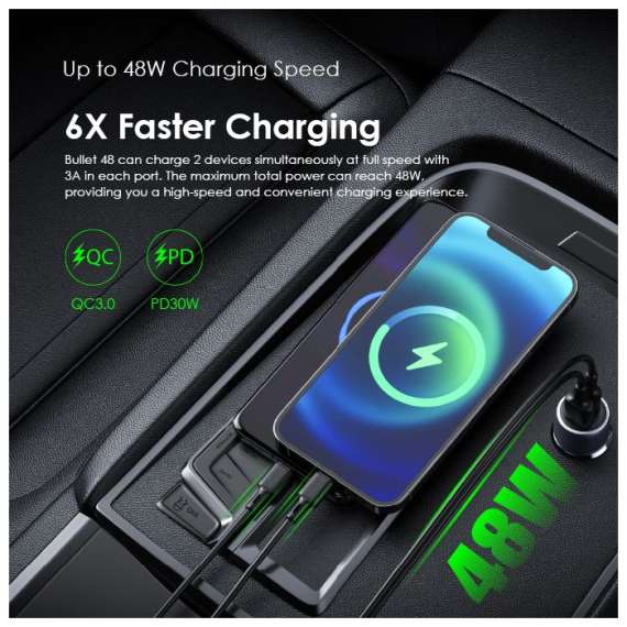 Oraimo Bullet 48 48W Fast Charging Car Charger, 3 image