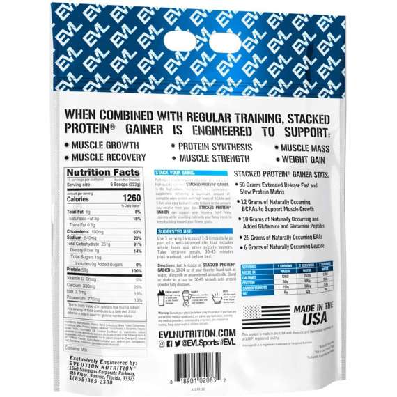 Evolution Nutrition 12lb Stacked Protein Gainer, 2 image