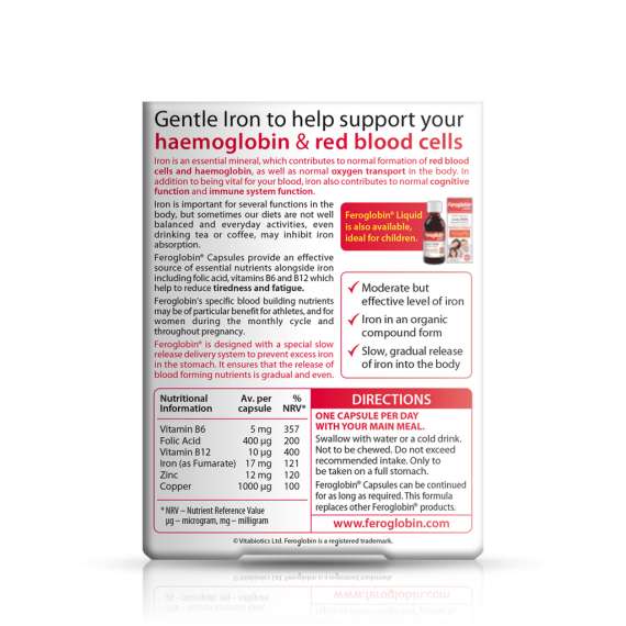 Vitabiotics Feroglobin 30Capsules Supplement, 2 image