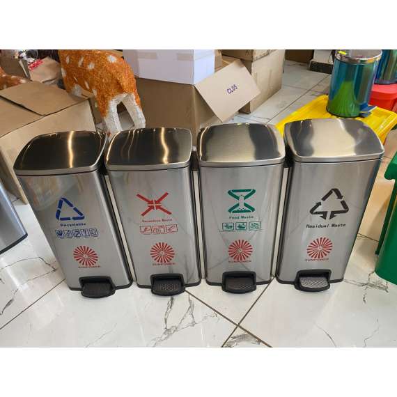Sunpower 120Litre Four Compartment Stainless Steel Classified Dustbin
