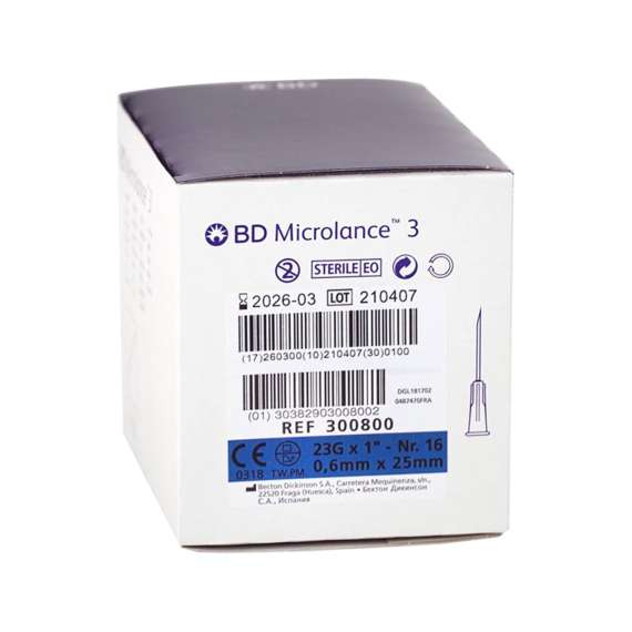 BD Microlance 23G by 25mm 100Pack Thin Wall Needles