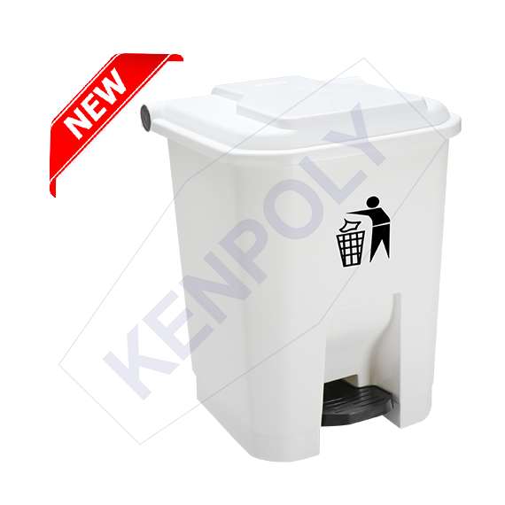 Kenpoly 50Litre Pedal Bin, Product Capacity: 50L, Product Colour: White