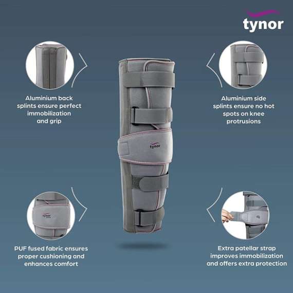 Tynor 19inch Long Knee Immobilizer Support, Size: Medium, 3 image