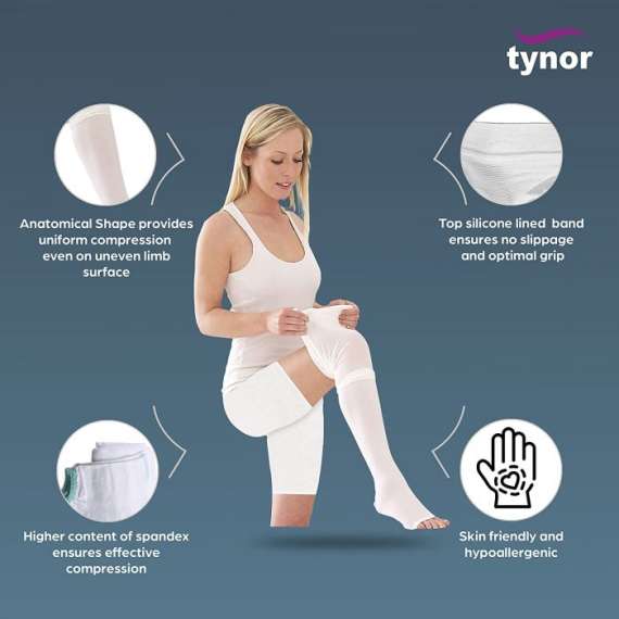 Tynor DVT Knee High One Pair Class 1 Strength Anti Embolism Stockings, 4 image