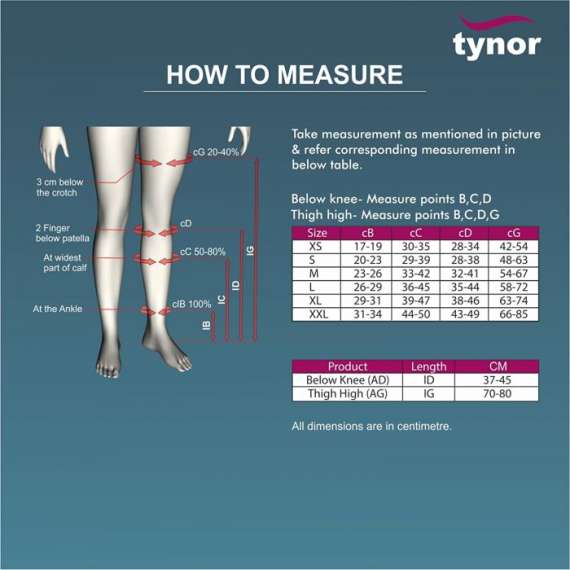 Tynor DVT Knee High One Pair Class 1 Strength Anti Embolism Stockings, 5 image