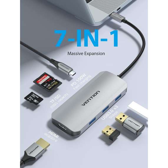 Vention USB C 7 in 1 Multifunction Docking Station, 3 image