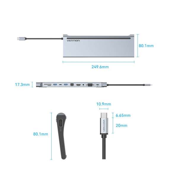 Vention USB C 11 in 1 Multifunction Docking Station, 15 image