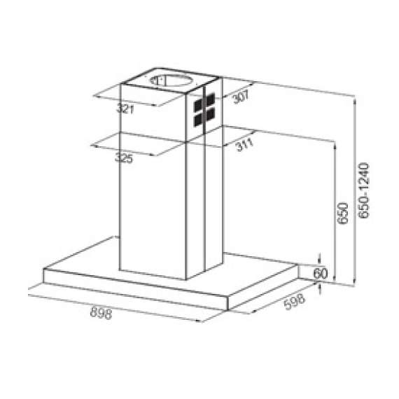 Mika MHI9104TGB 90cm Island Unit T-Type Hood, 2 image