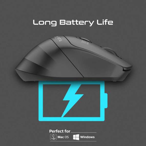 Promate Samit2.4GHz Ergonomic 2200 DPI Silent Click Wireless Bluetooth Mouse, 3 image