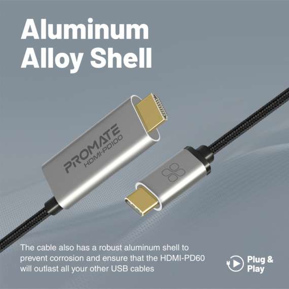Promate HDMI-PD100 USB-C to HDMI Cable, 2 image