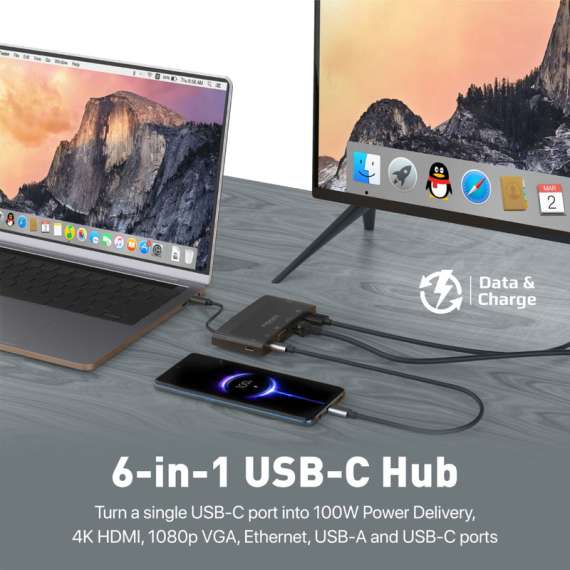Promate MediaHub-C6 USB-C Media Hub, 2 image