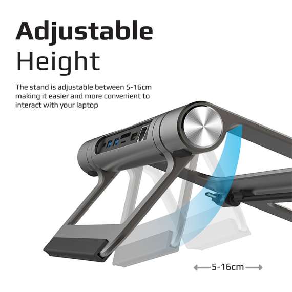 Promate PrimeBase-C  Laptop Stand with Multiport USB-C Hub, 3 image