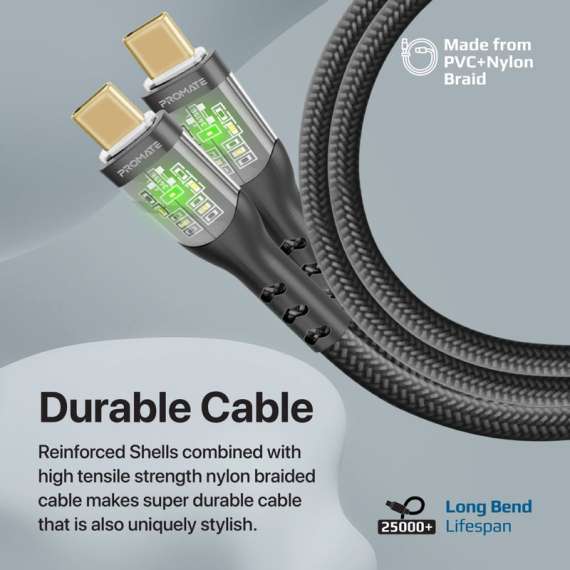 Promate TransLine-CC Ultra-Fast USB-C with Transparent Shells Cable, 3 image