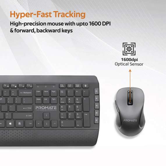 Promate ProCombo-10 Ergonomic Comfortable Keyboard and Mouse, 2 image