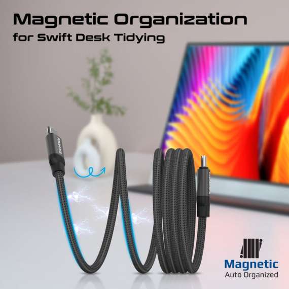Promate Springy Self-Organizing Magnetic USB-C Cable, 2 image