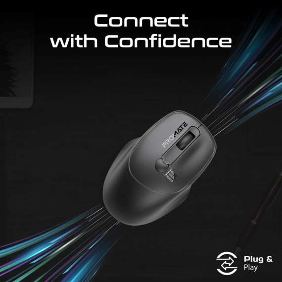 Promate UniGlide Ergonomic Wireless Mouse, 3 image