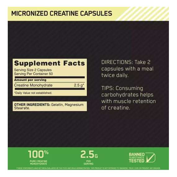 Optimum Nutrition Micronized Creatine 100 Capsules Supplement, 2 image