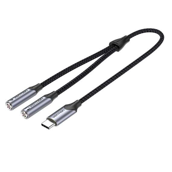 Vention USB C Male to TRS Audio and  Mic Jack  0.3M Gray Aluminum Alloy Type