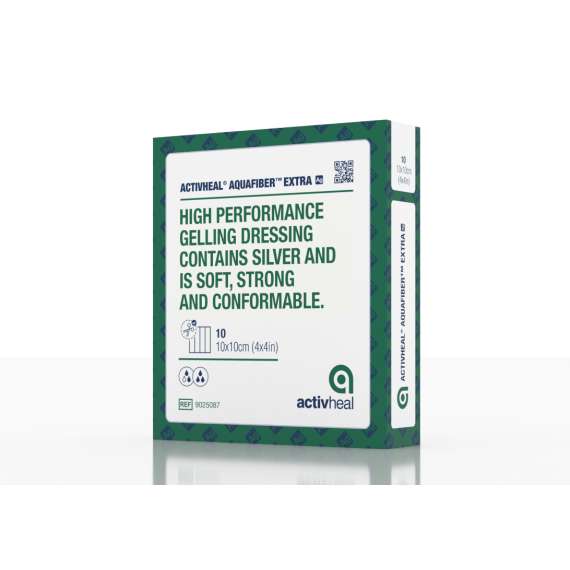 Activheal Aquafiber Extra Ag Silver 10Pieces Wound Dressing, Size: 10cm by 10cm 