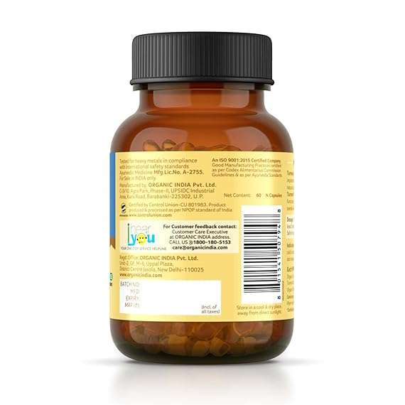 Organic India Turmeric Formula 60Capsules Supplement, 4 image