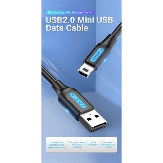 Vention USB 2.0 A Male to Mini-B Male 0.5M Cable