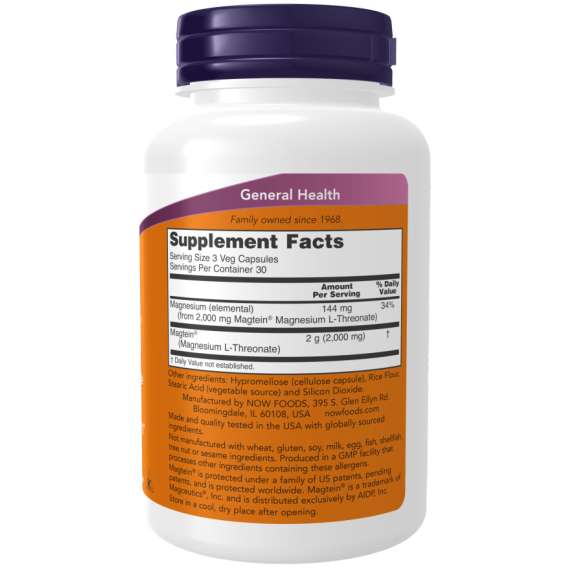 ​Now Magtein Magnesium L Threonate 90Capsules Supplement, 2 image