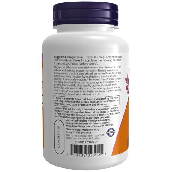​Now Magtein Magnesium L Threonate 90Capsules Supplement, 3 image