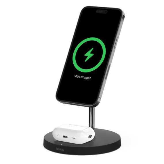 Belkin BoostCharge Pro 2-in-1 15W MagSafe Wireless Charging Stand, 3 image