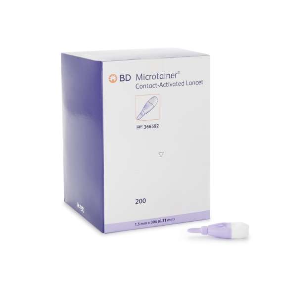 BD Microtainer Contact Activated 200Pack Lancets, Type of Lancet : Low Flow/Purple