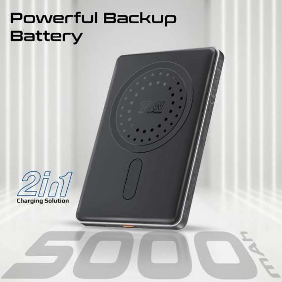 Promate 5000mAh Ultra-Slim MagSafe Compatible Wireless Charging PowerBank, 2 image