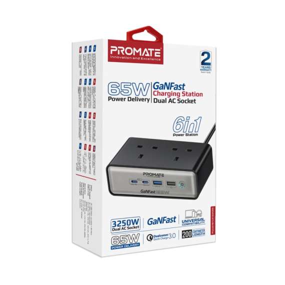 Promate 65W Power Delivery GaNFast charging station, 8 image