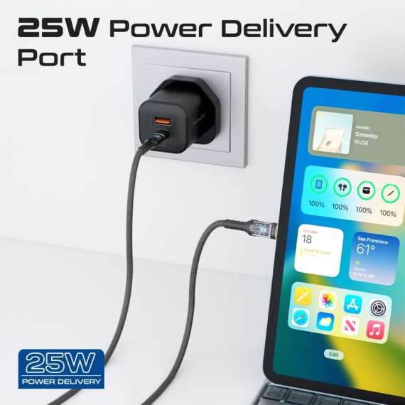 Promate 25W Power Delivery Dual Port Adapter, 3 image