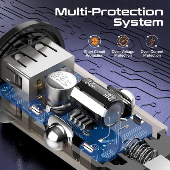 Promate Transparent Quick Charging Dual Port Mini Car charger, 7 image