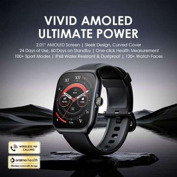 oraimo Watch Nova AM 2.01" AMOLED Screen Curved Cover Smart Watch, 4 image