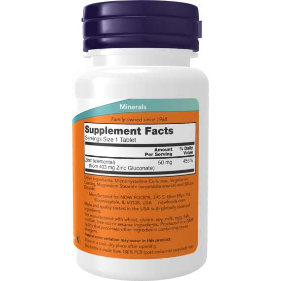 Now 50mg Zinc 100Tablets Supplement, 2 image