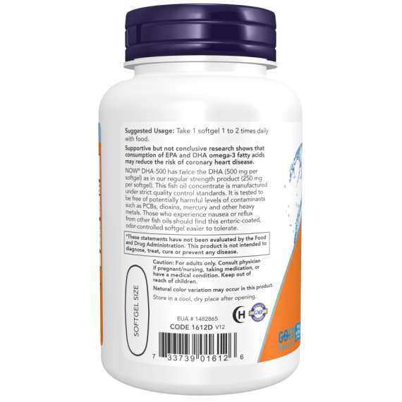 Now DHA500 Fish Oil 90Softgels Supplement, 3 image