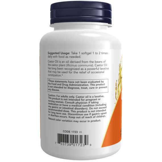 Now 650mg Castor Oil 120Softgels Supplement, 3 image