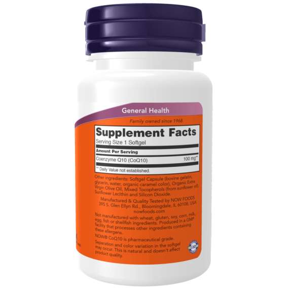 Now 100mg CoQ10 50Softgels Supplement, 2 image