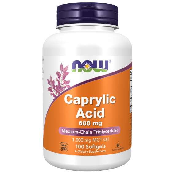 Now 600mg Caprylic Acid 100Capsules Supplement, 2 image