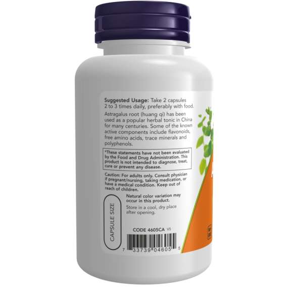 Now 500mg Astragalus 100Capsules Supplement, 3 image