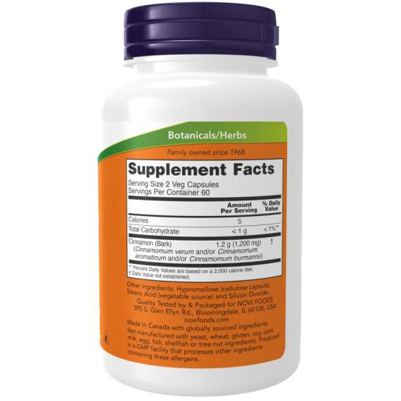 Now 600mg Cinnamon Bark 120Capsules Supplement, 2 image