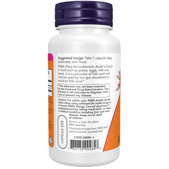 Now 500mg PABA 100Capsules Supplement, 3 image